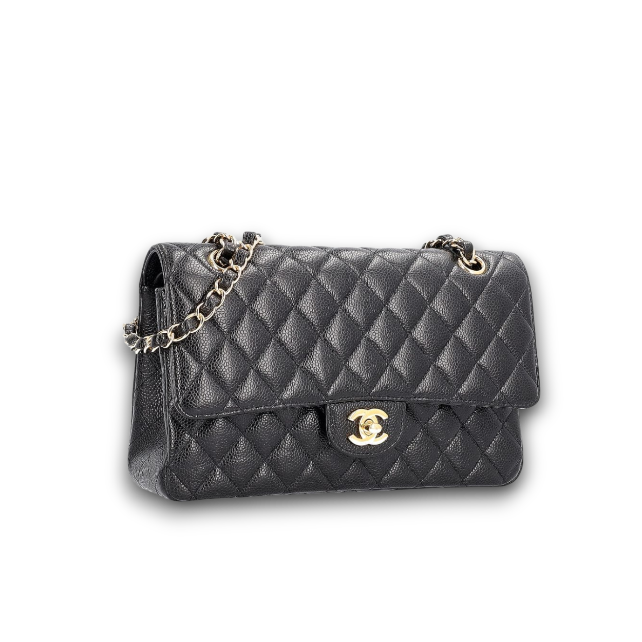 CHANEL Quilted Caviar Medium Double Flap Bag Black